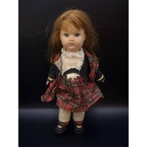 Vintage 1977 Vogue Ginny Doll 8" Redhead Plaid Dress Open Eyes